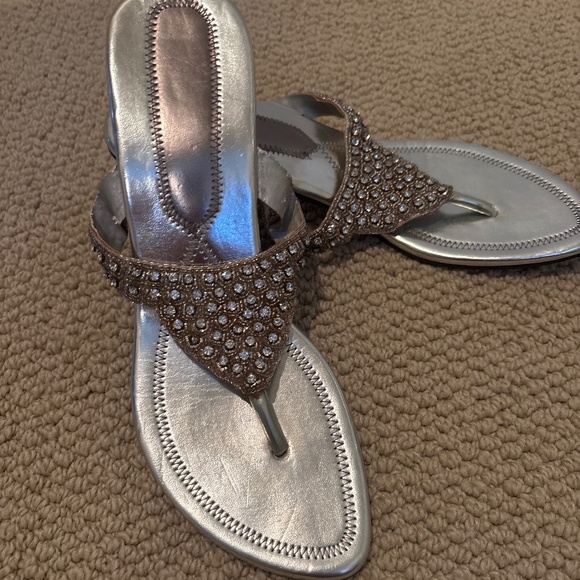 Silver Embellished Sandals - Picture 1 of 4